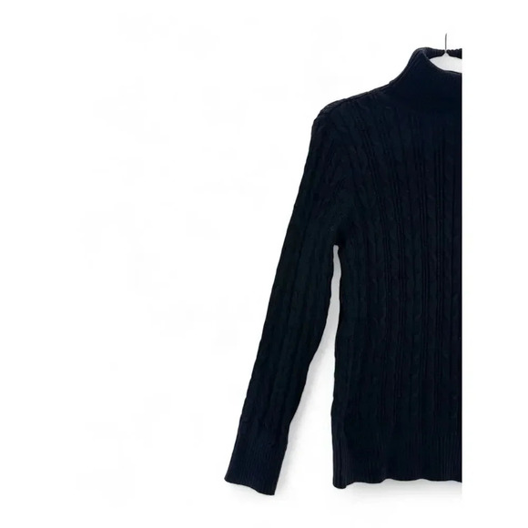 St. John's Bay Women's Long Sleeve Black Classic Cable Sweater Size Large - Picture 2 of 9